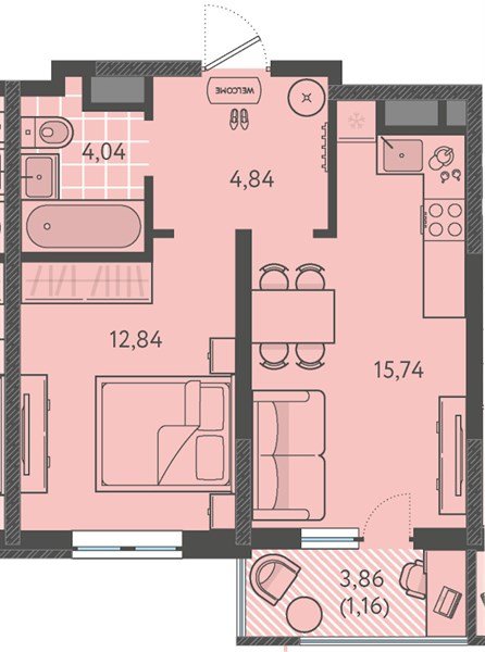 Фото №1: 1-комнатная квартира 38 м² - Краснодар, Прикубанский внутригородской округ, мкр. ЖК Тёплые Края, ул. имени Леона Орбели, 9