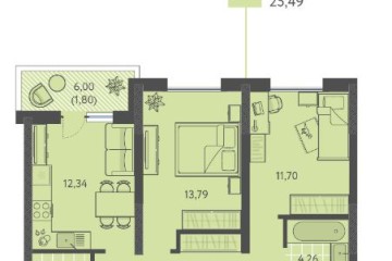 Фото №1: 2-комнатная квартира 57 м² - Краснодар, мкр. ЖК Тёплые Края, ул. имени Леона Орбели, 9