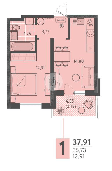 Фото №1: 1-комнатная квартира 37 м² - Краснодар, Прикубанский внутригородской округ, мкр. ЖК Тёплые Края, ул. имени Леона Орбели, 9