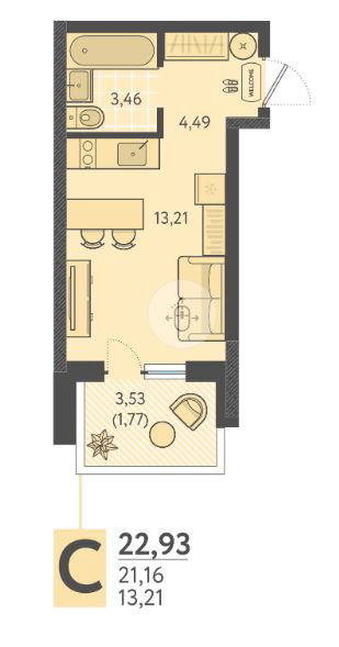 Фото №1: Студия 22 м² - Краснодар, Прикубанский внутригородской округ, мкр. ЖК Тёплые Края, ул. имени Леона Орбели, 9