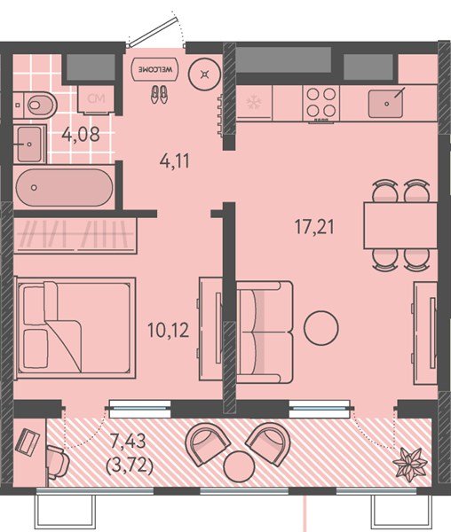 Фото №1: 1-комнатная квартира 39 м² - Краснодар, Прикубанский внутригородской округ, мкр. ЖК Тёплые Края