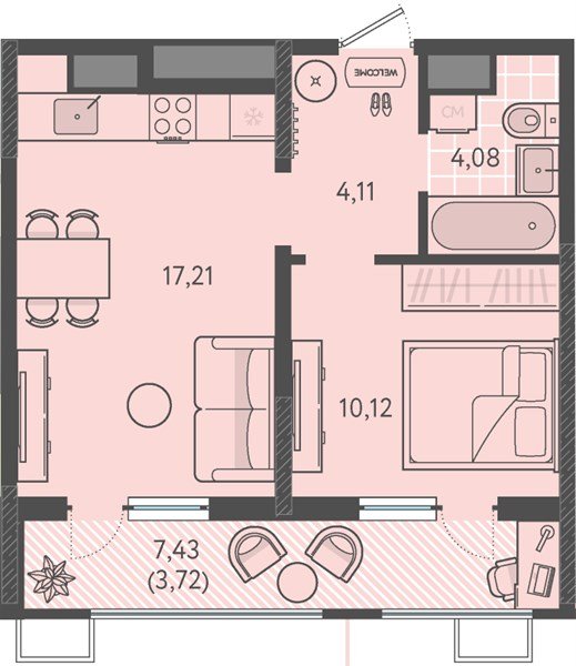 Фото №1: 1-комнатная квартира 39 м² - Краснодар, Прикубанский внутригородской округ, мкр. ЖК Тёплые Края