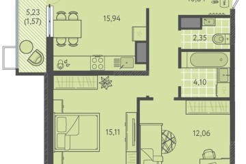 Фото №1: 2-комнатная квартира 61 м² - Краснодар, мкр. ЖК Тёплые Края, 