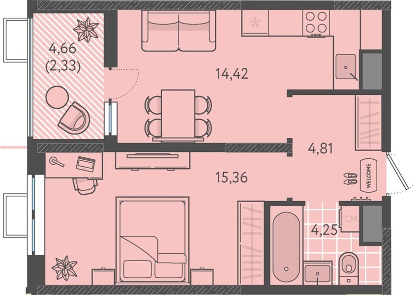 Фото №1: 1-комнатная квартира 41 м² - Краснодар, Прикубанский внутригородской округ, мкр. ЖК Тёплые Края