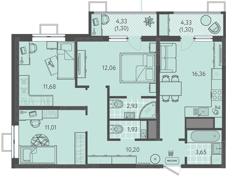 Фото №1: 3-комнатная квартира 72 м² - Краснодар, Прикубанский внутригородской округ, мкр. ЖК Тёплые Края