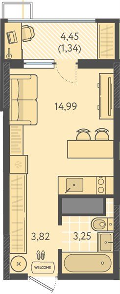Фото №1: Студия 23 м² - Краснодар, Прикубанский внутригородской округ, мкр. ЖК Тёплые Края