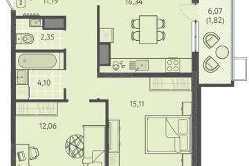 Фото №1: 2-комнатная квартира 62 м² - Краснодар, мкр. ЖК Тёплые Края, 