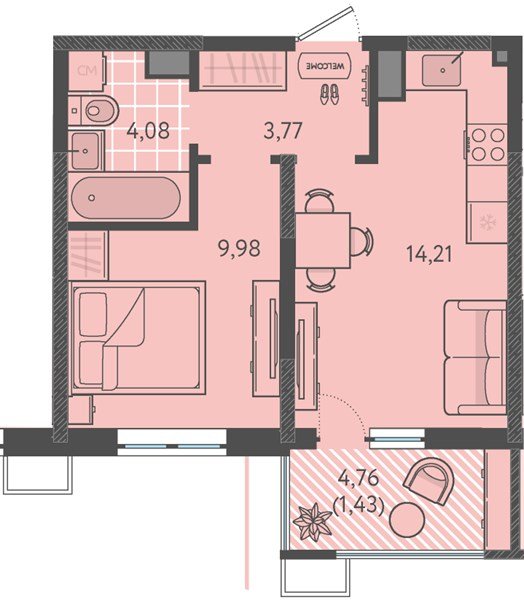Фото №1: 1-комнатная квартира 33 м² - Краснодар, Прикубанский внутригородской округ, мкр. ЖК Тёплые Края