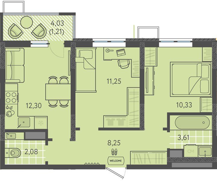 Фото №1: 2-комнатная квартира 49 м² - Краснодар, Прикубанский внутригородской округ, мкр. ЖК Тёплые Края