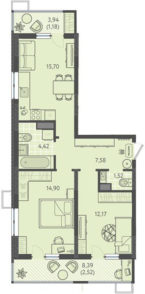 Фото №1: 2-комнатная квартира 59 м² - Краснодар, Прикубанский внутригородской округ, мкр. ЖК Тёплые Края