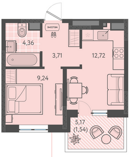 Фото №1: 1-комнатная квартира 31 м² - Краснодар, Прикубанский внутригородской округ, мкр. ЖК Тёплые Края