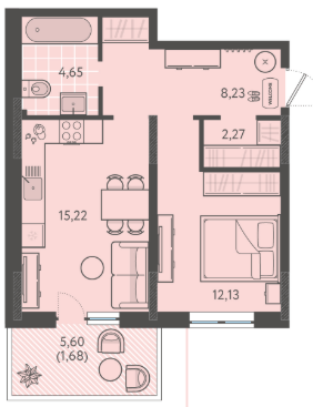 Фото №1: 1-комнатная квартира 44 м² - Краснодар, Прикубанский внутригородской округ, мкр. ЖК Тёплые Края