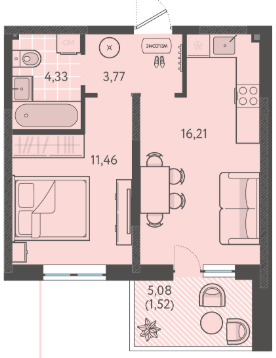 Фото №1: 1-комнатная квартира 37 м² - Краснодар, Прикубанский внутригородской округ, мкр. ЖК Тёплые Края