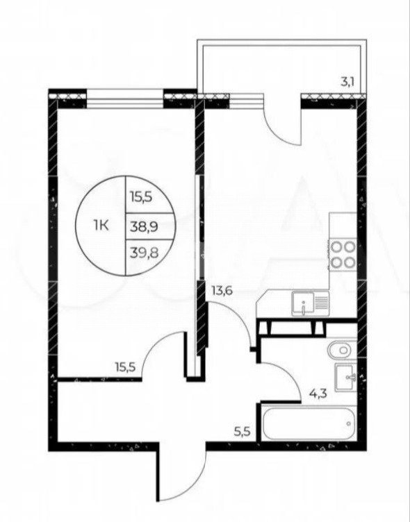 Фото №2: 1-комнатная квартира 39 м² - Ростов-на-Дону, Пролетарский