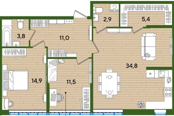 Фото №1: 2-комнатная квартира 84 м² - Краснодар, мкр. Догма Парк, ул. Марины Цветаевой, 7
