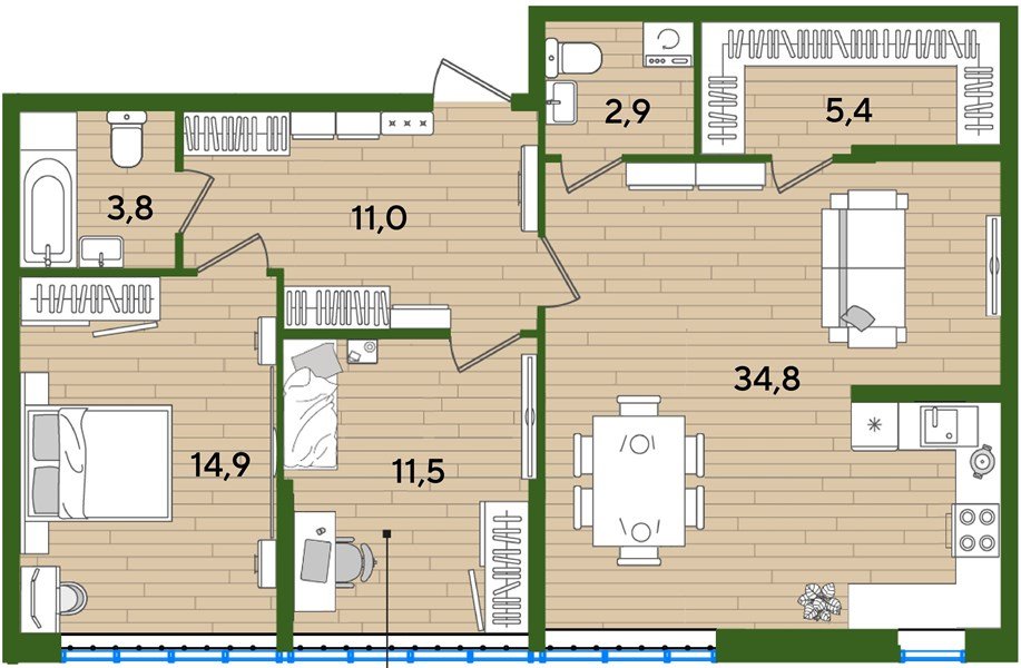 Фото №1: 2-комнатная квартира 84 м² - Краснодар, Прикубанский внутригородской округ, мкр. Догма Парк, ул. Марины Цветаевой, 7