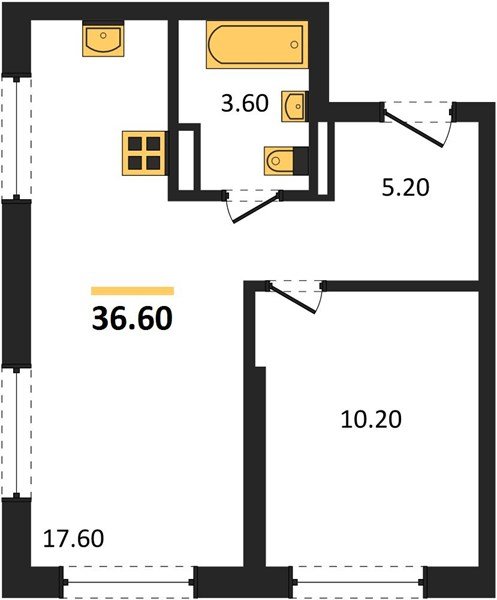 Фото №1: 1-комнатная квартира 36 м² - Краснодар, мкр. Прикубанский внутригородской округ