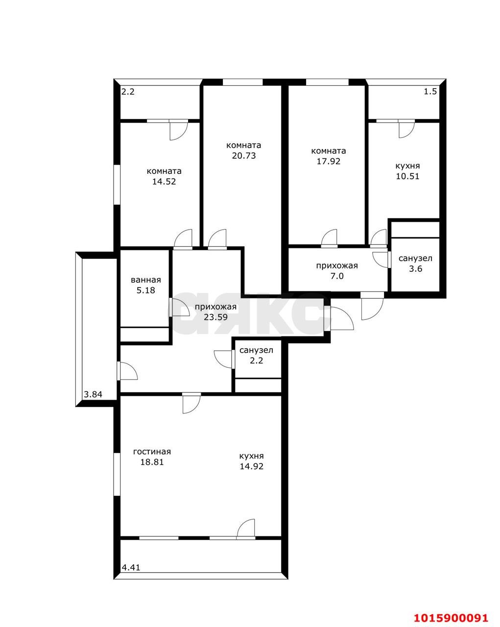 Фото №20: 3-комнатная квартира 116 м² - Краснодар, Западный внутригородской округ, ЖК Тургенев, Фестивальный, мкр. жилой комплекс Тургенев, ул. Дальняя, 8к2