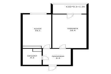 Фото №4: 1-комнатная квартира 50 м² - Краснодар, мкр. Юбилейный, ул. Генерала Шифрина, 7