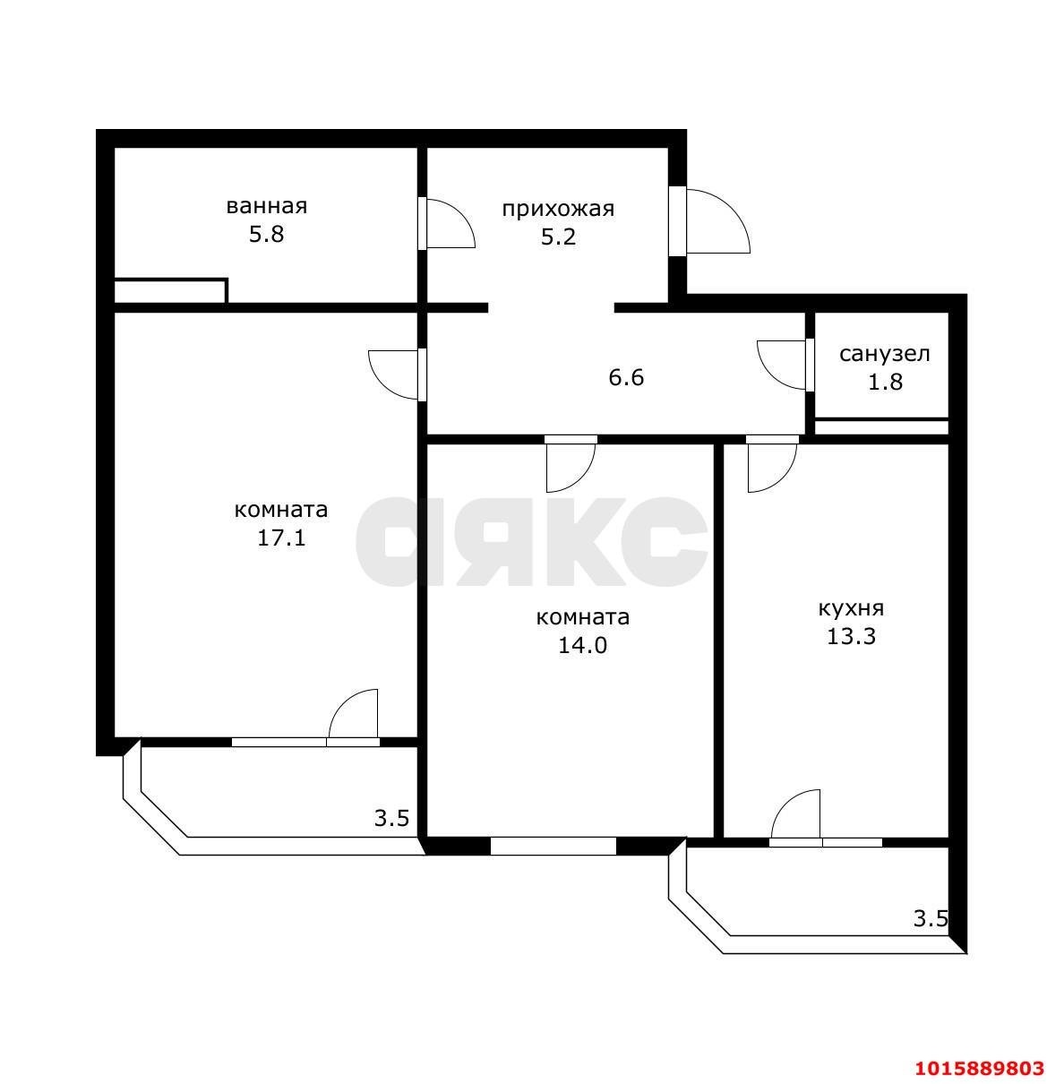 Фото №7: 2-комнатная квартира 67 м² - Краснодар, Московский, ул. им. Артюшкова В.Д., 11