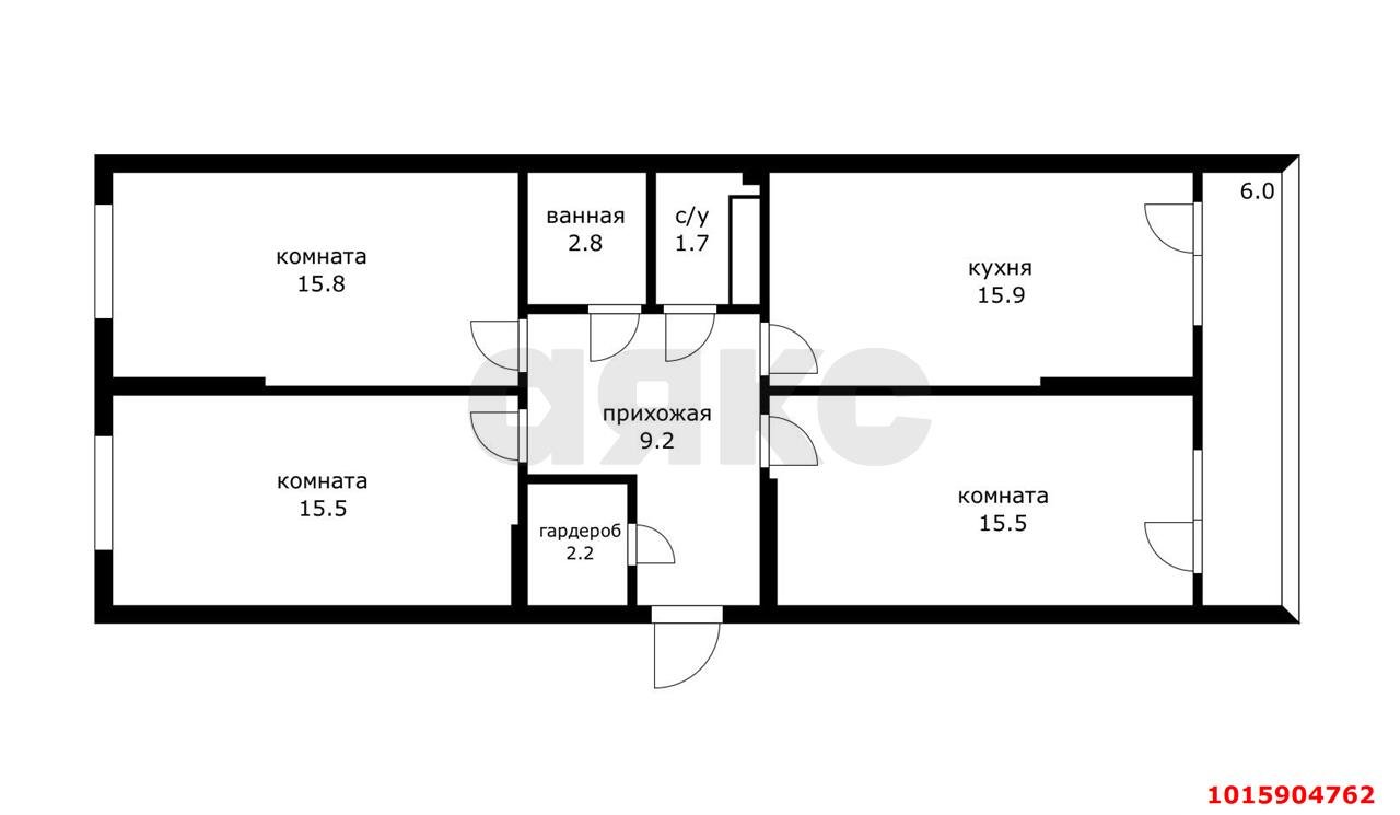 Фото №10: 3-комнатная квартира 78 м² - Краснодар, жилой комплекс Самолёт-4, мкр. Прикубанский внутригородской округ, ул. Ивана Беличенко, 89