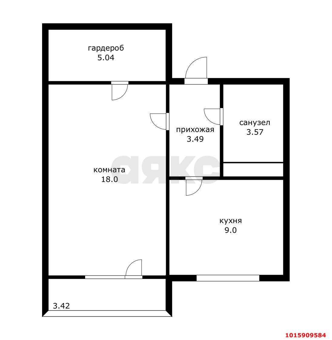 Фото №4: 1-комнатная квартира 42 м² - Краснодар, Славянский, ул. Заполярная, 35к7