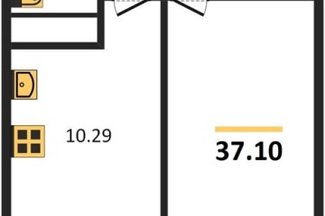 Фото №1: 1-комнатная квартира 39 м² - Берёзовый, мкр. Витаминкомбинат, ул. Целиноградская, 2Ик2