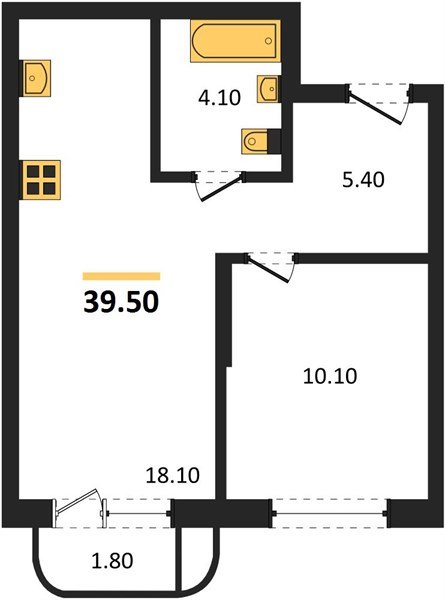 Фото №1: 1-комнатная квартира 39 м² - Краснодар, мкр. Прикубанский внутригородской округ