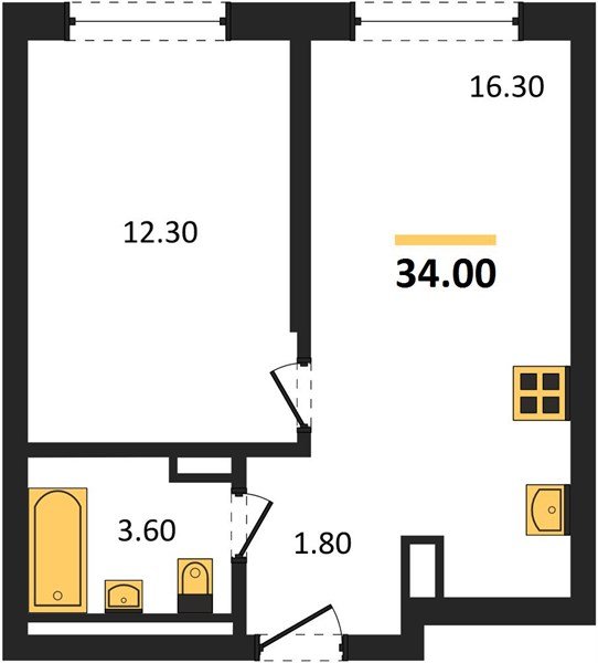 Фото №1: 1-комнатная квартира 34 м² - Краснодар, мкр. Прикубанский внутригородской округ