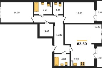 Фото №1: 2-комнатная квартира 82 м² - Краснодар, мкр. Прикубанский внутригородской округ, ул. Круговая, 4/1