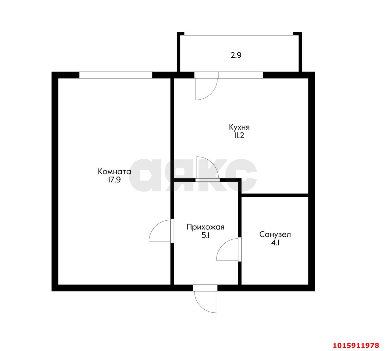 Фото №3: 1-комнатная квартира 42 м² - Яблоновский, мкр. квартал Кобцевой-1, ул. Кобцевой, 1к1