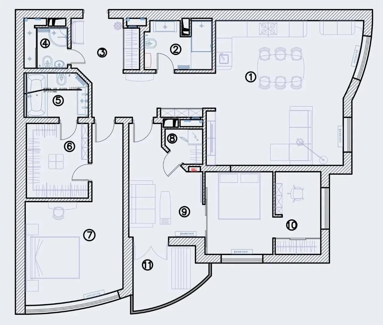 Фото №3: 3-комнатная квартира 137 м² - Краснодар, Центральный внутригородской округ, Завод Измерительных Приборов, мкр. жилой комплекс Ривьера, ул. Московская, 57/1