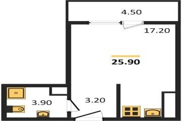 Фото №1: Студия 25 м² - Краснодар, мкр. жилой комплекс Улыбка, ул. имени Героя Георгия Бочарникова, 2