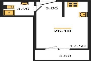 Фото №1: Студия 26 м² - Краснодар, мкр. жилой комплекс Улыбка, ул. имени Героя Георгия Бочарникова, 2