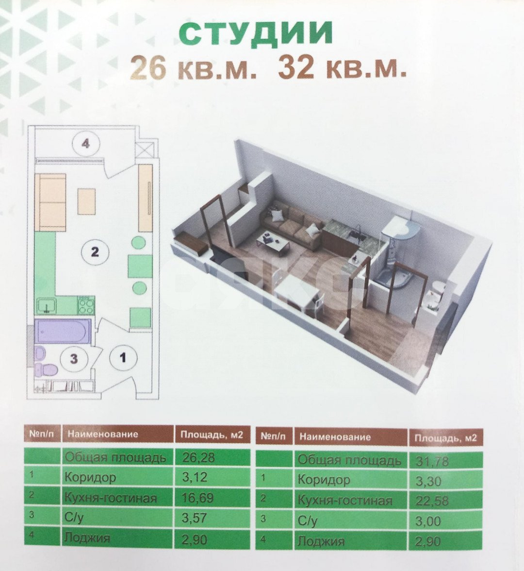 Фото №15: Студия 28 м² - Анапа, жилой комплекс Трио-комфорт, мкр. жилой комплекс Трио-комфорт, ул. Рождественская, 55к2