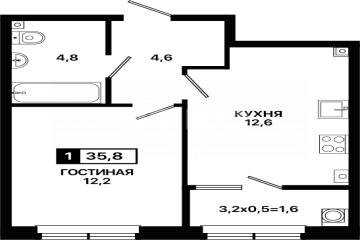Фото №1: 1-комнатная квартира 35 м² - Мариуполь, р. Жовтневый, ул. Административная площадь