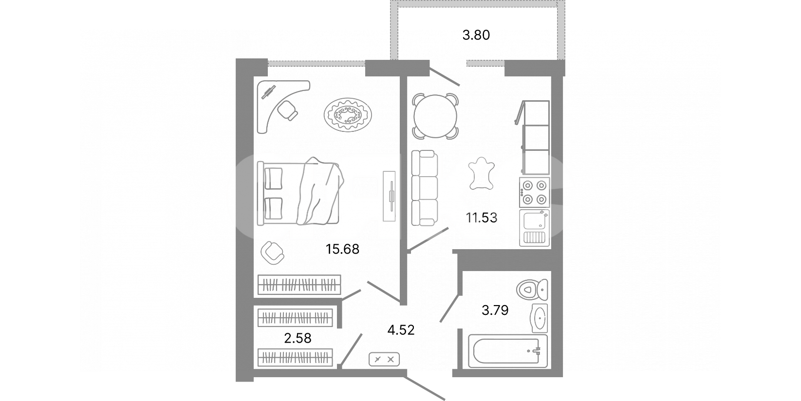 Фото №1: 1-комнатная квартира 39 м² - Мариуполь, р. Жовтневый, ул. Административная площадь