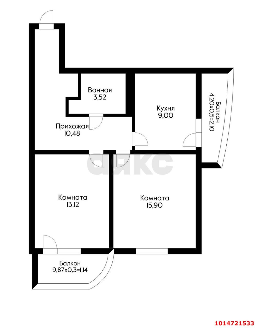 Фото №13: 2-комнатная квартира 52 м² - Краснодар, Фестивальный, Прикубанский внутригородской округ, мкр. жилой комплекс Цветы, ул. Круговая, 4Вк1