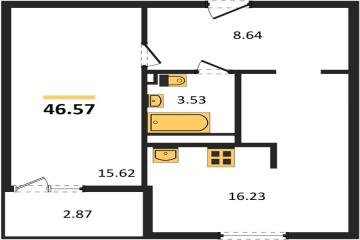 Фото №1: 1-комнатная квартира 46 м² - Краснодар, мкр. жилой комплекс Событие, 
