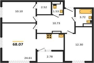 Фото №1: 2-комнатная квартира 68 м² - Краснодар, мкр. жилой комплекс Событие, 
