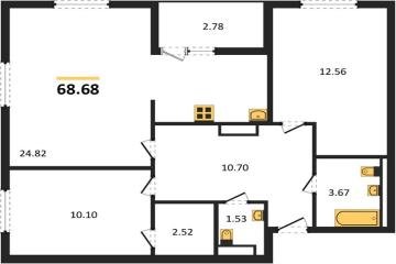 Фото №1: 2-комнатная квартира 68 м² - Краснодар, мкр. жилой комплекс Событие, 