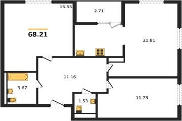 Фото №1: 2-комнатная квартира 68 м² - Краснодар, мкр. жилой комплекс Событие, 