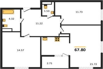 Фото №1: 2-комнатная квартира 67 м² - Краснодар, мкр. жилой комплекс Событие, 