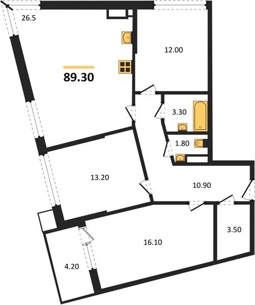 Фото №1: 3-комнатная квартира 89 м² - Краснодар, Прикубанский внутригородской округ, мкр. Парк Победы