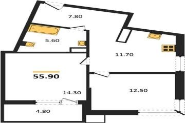 Фото №1: 2-комнатная квартира 55 м² - Краснодар, мкр. Парк Победы, 