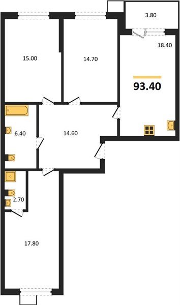 Фото №1: 3-комнатная квартира 93 м² - Краснодар, Прикубанский внутригородской округ, мкр. Парк Победы