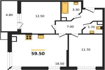 Фото №1: 2-комнатная квартира 59 м² - Краснодар, мкр. Прикубанский внутригородской округ, 