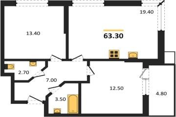 Фото №1: 2-комнатная квартира 63 м² - Краснодар, мкр. Прикубанский внутригородской округ, 
