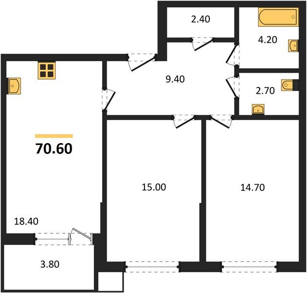 Фото №1: 2-комнатная квартира 70 м² - Краснодар, Парк Победы, мкр. Прикубанский внутригородской округ