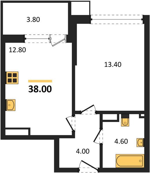 Фото №1: 1-комнатная квартира 38 м² - Краснодар, Прикубанский внутригородской округ, мкр. Парк Победы
